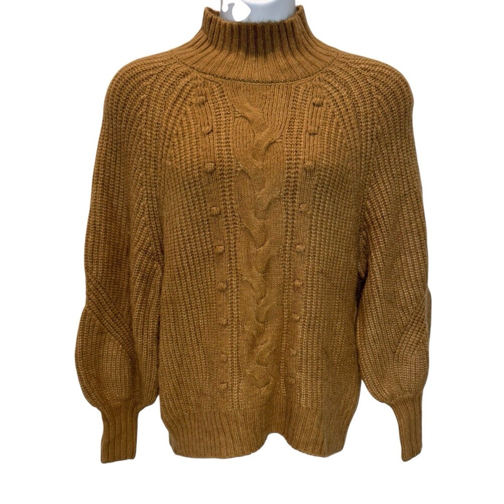 Ava & Viv Women’s Long Sleeve Chunky Knit Sweater Tan Brown High Neck Size X